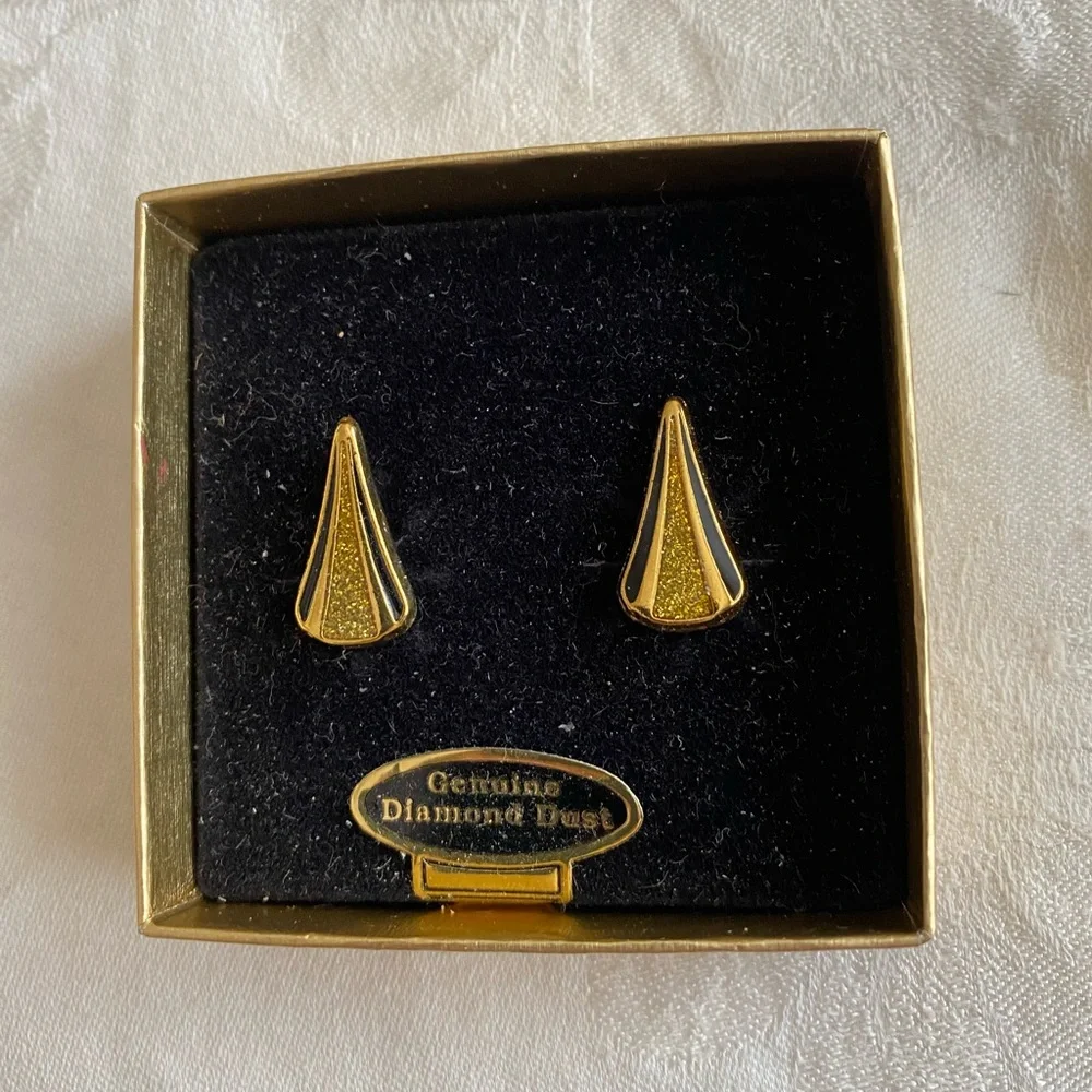 Vintage VanDoran Clip On Diamond Dust Earrings